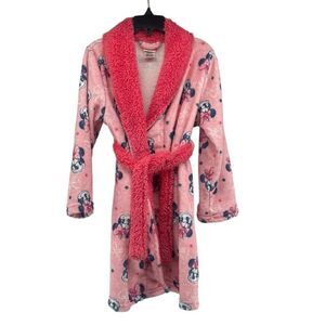 Disney Junior Minnie Mouse Toddler Girl’s Pink Fleece Belted Bath Robe 4T/5T